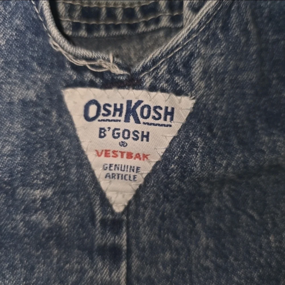 Vintage Oshkosh B'Gosh Kids Denim Footed Overalls Acid Wash 6-9 Months‎ 90s USA